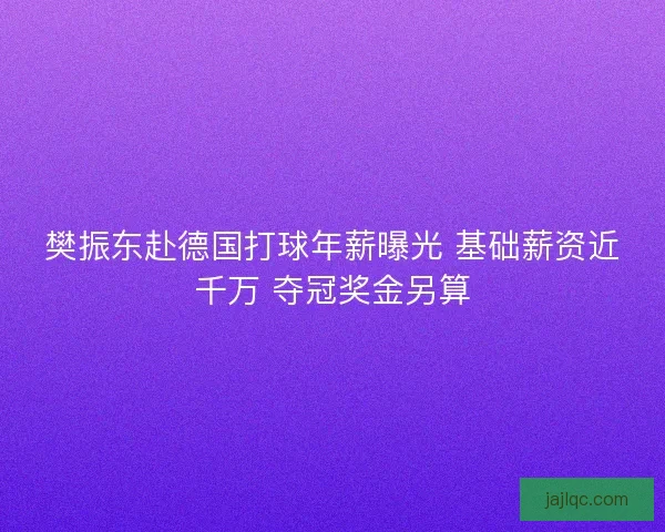 樊振东赴德国打球年薪曝光 基础薪资近千万 夺冠奖金另算
