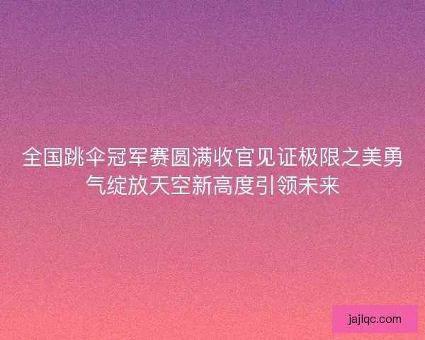 全国跳伞冠军赛圆满收官见证极限之美勇气绽放天空新高度引领未来