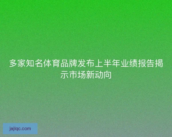 多家知名体育品牌发布上半年业绩报告揭示市场新动向