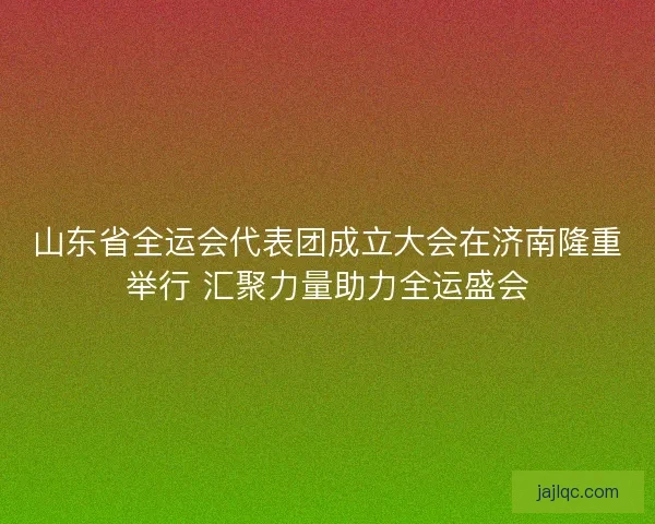 山东省全运会代表团成立大会在济南隆重举行 汇聚力量助力全运盛会